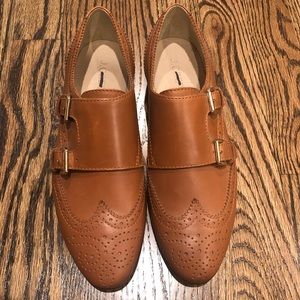 J. Crew Perforated monk strap loafers Warm cognac
